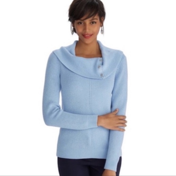White House Black Market Sweaters - White House Black Market cowl neck pull over sweater blue silver size XS